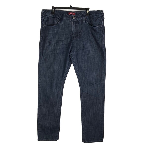 Guess Jeans Men’s 36x32 Medium Rise Tapered Slim Halsted Fit Dark Wash Preppy - Picture 1 of 15